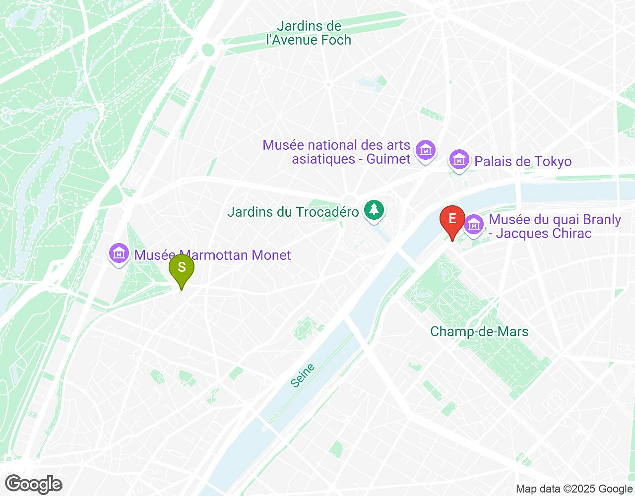 Interactive map for Red Nights PARIS showing start point, end point and points of interest