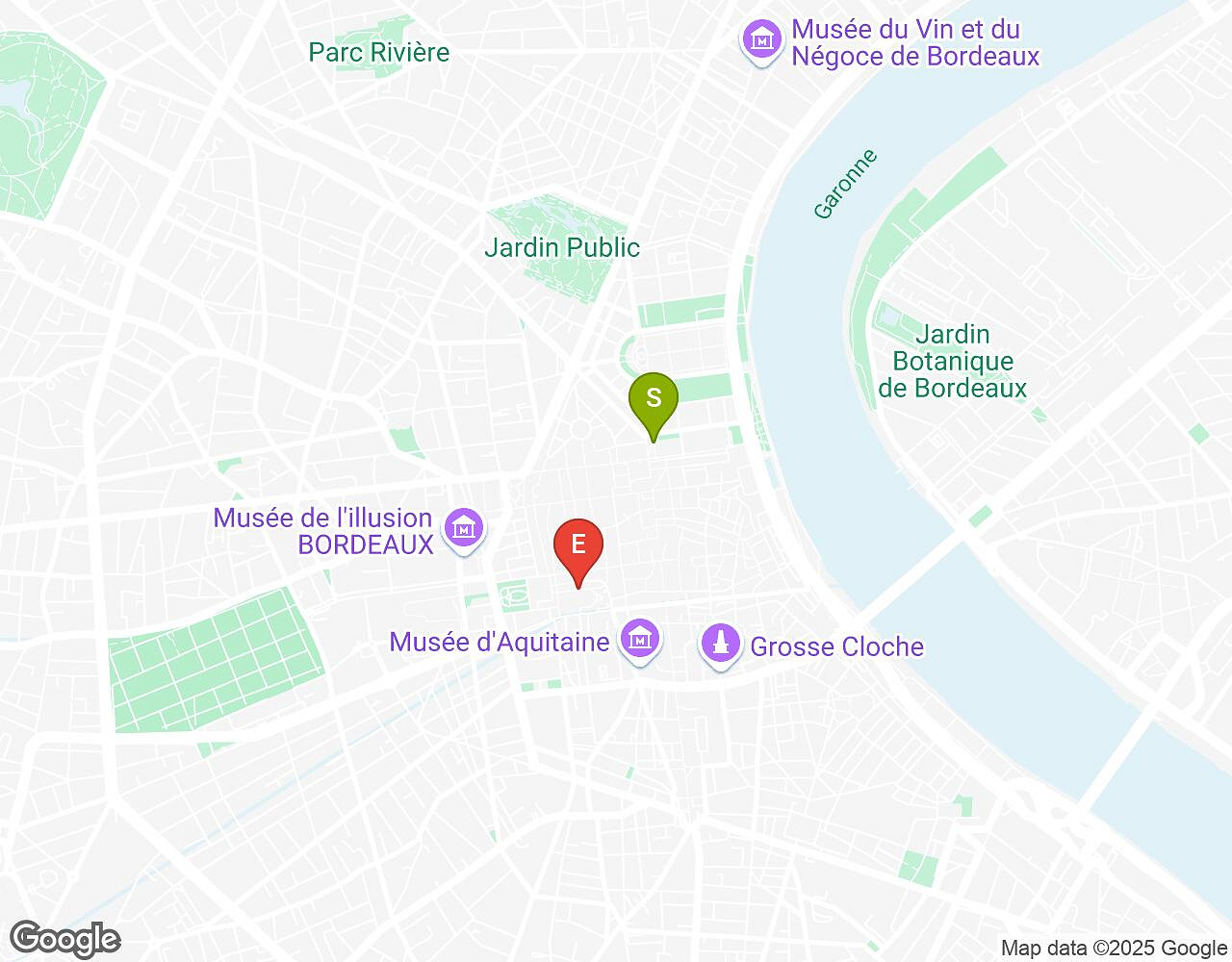 Interactieve kaart voor Red Marsupilami! Bordeaux met startpunt, eindpunt en bezienswaardigheden