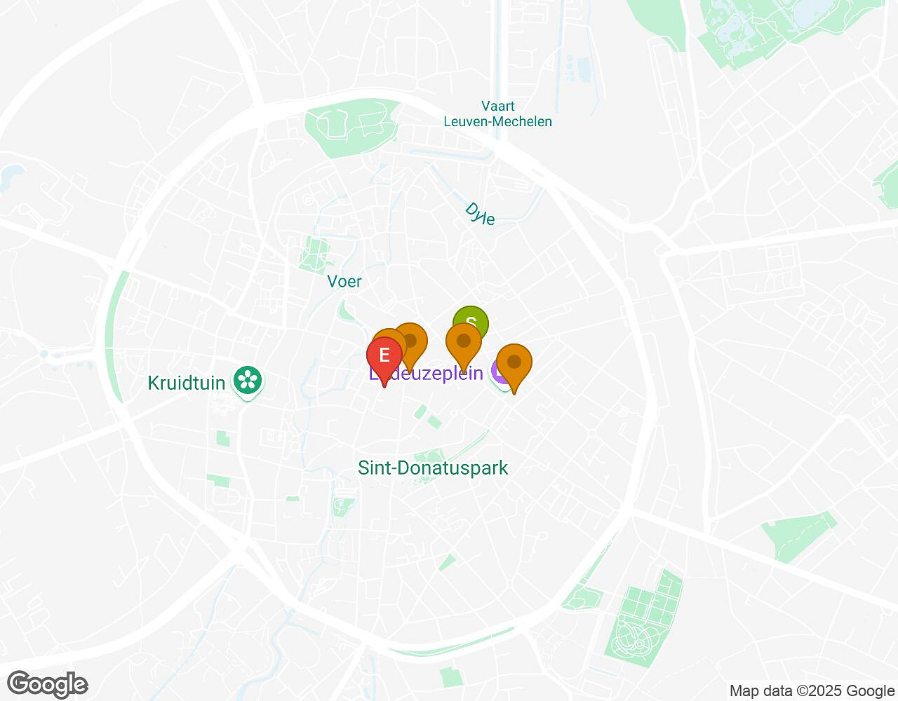 Interactive map for Saving Marsupilami! LEUVEN showing start point, end point and points of interest
