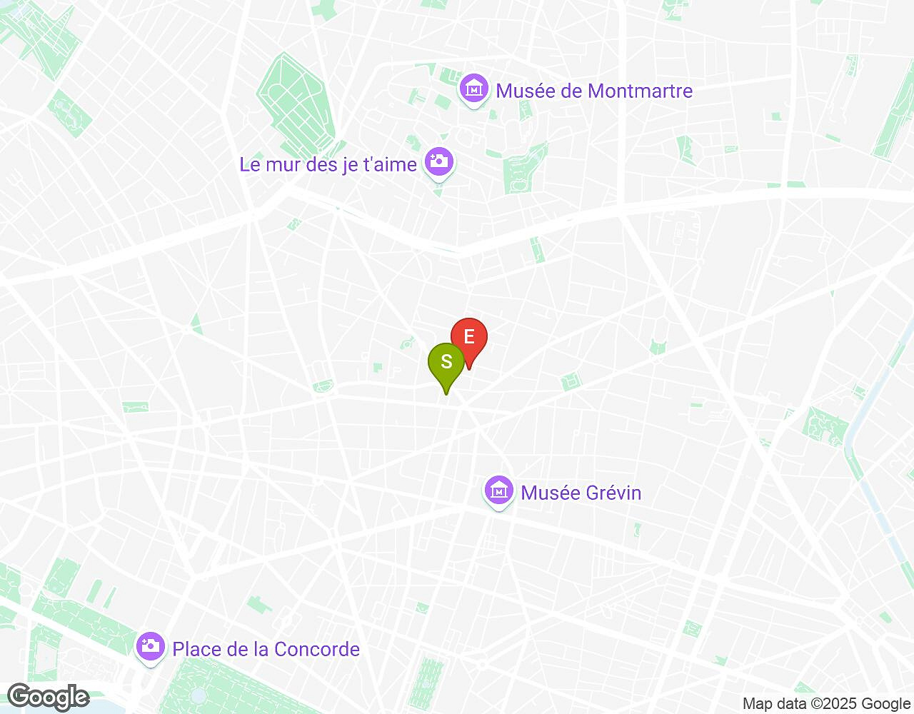 Interactive map for Saving Marsupilami! PARIS showing start point, end point and points of interest