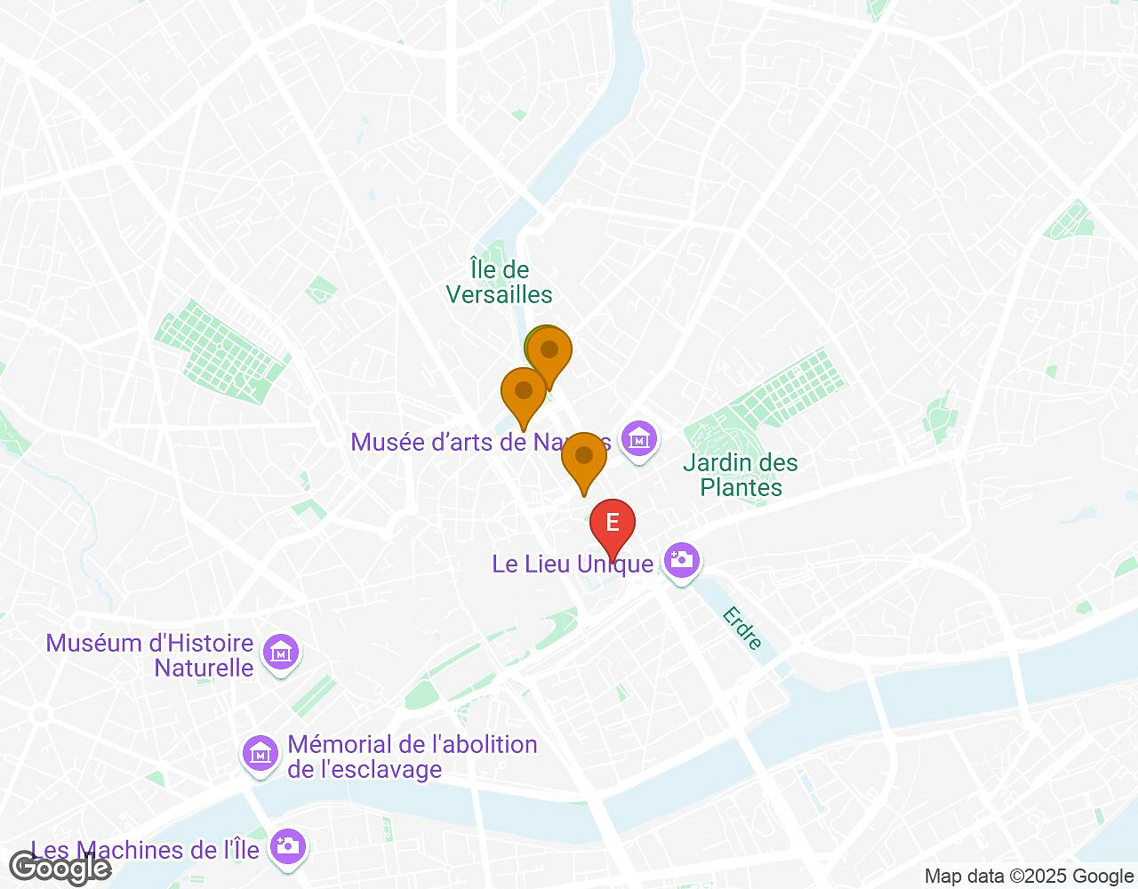 Interactieve kaart voor Red Marsupilami! NANTES met startpunt, eindpunt en bezienswaardigheden
