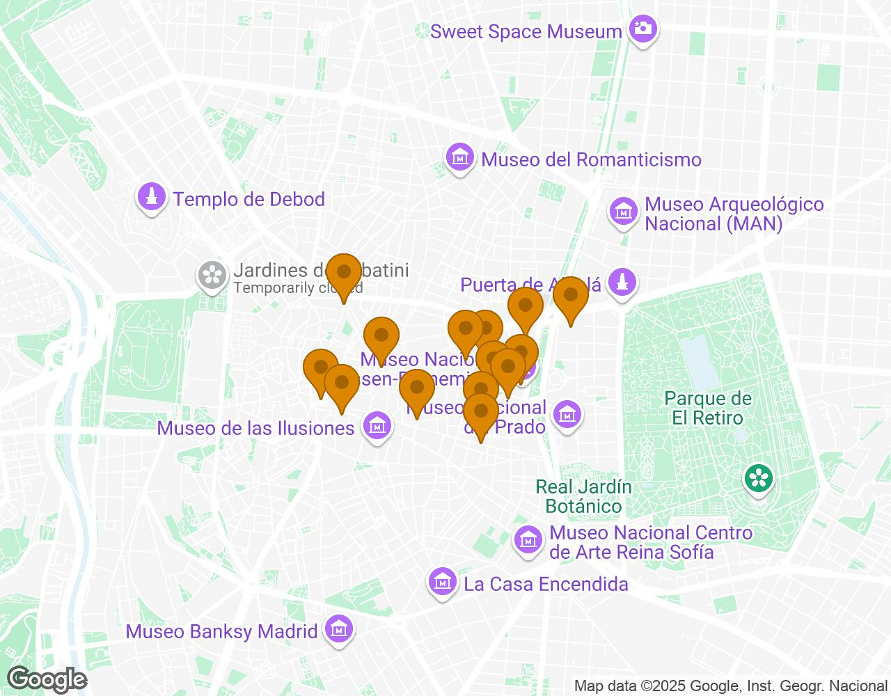 Interactive map for The Walter Case MADRID showing start point, end point and points of interest