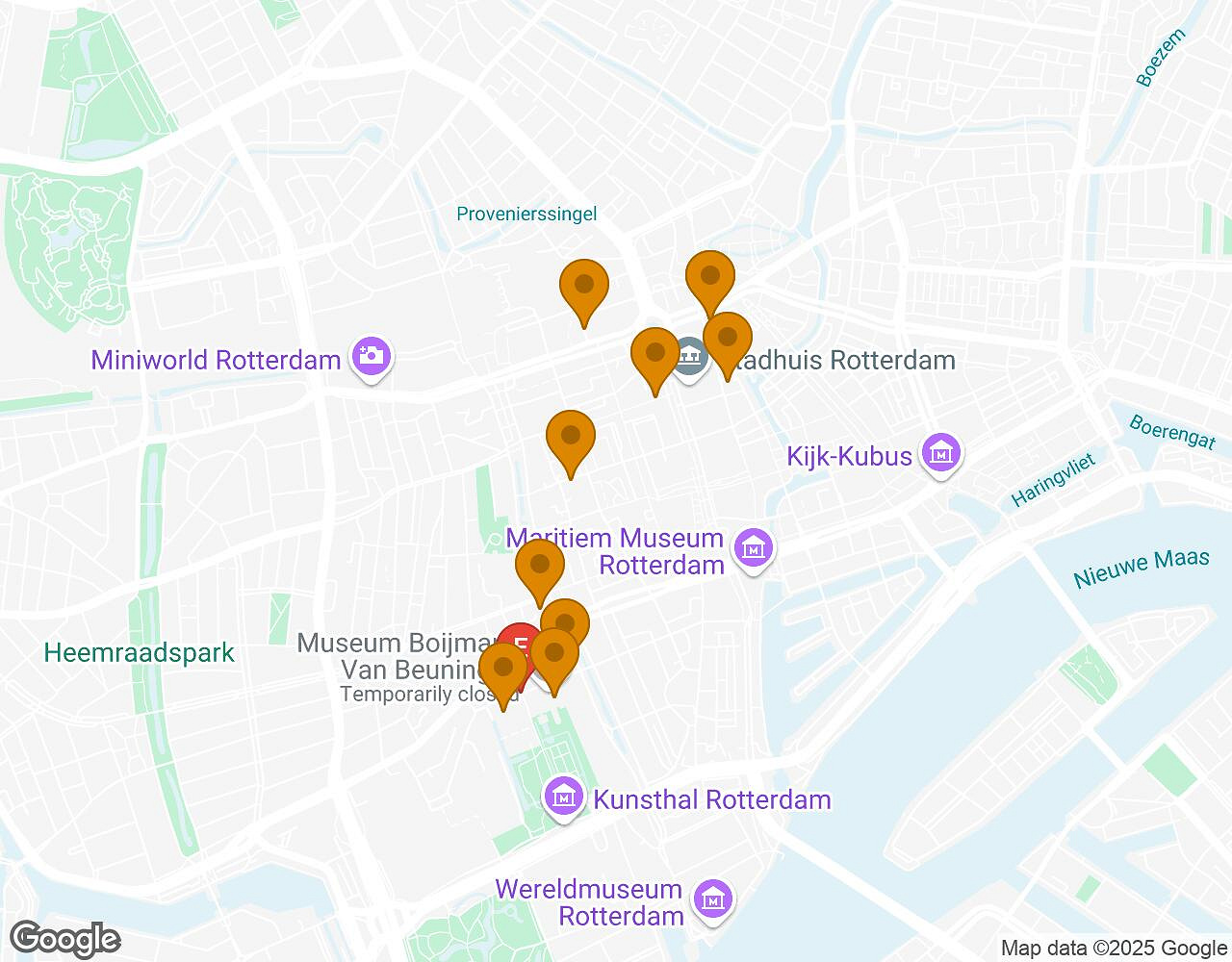 Interactive map for The Walter Case ROTTERDAM showing start point, end point and points of interest