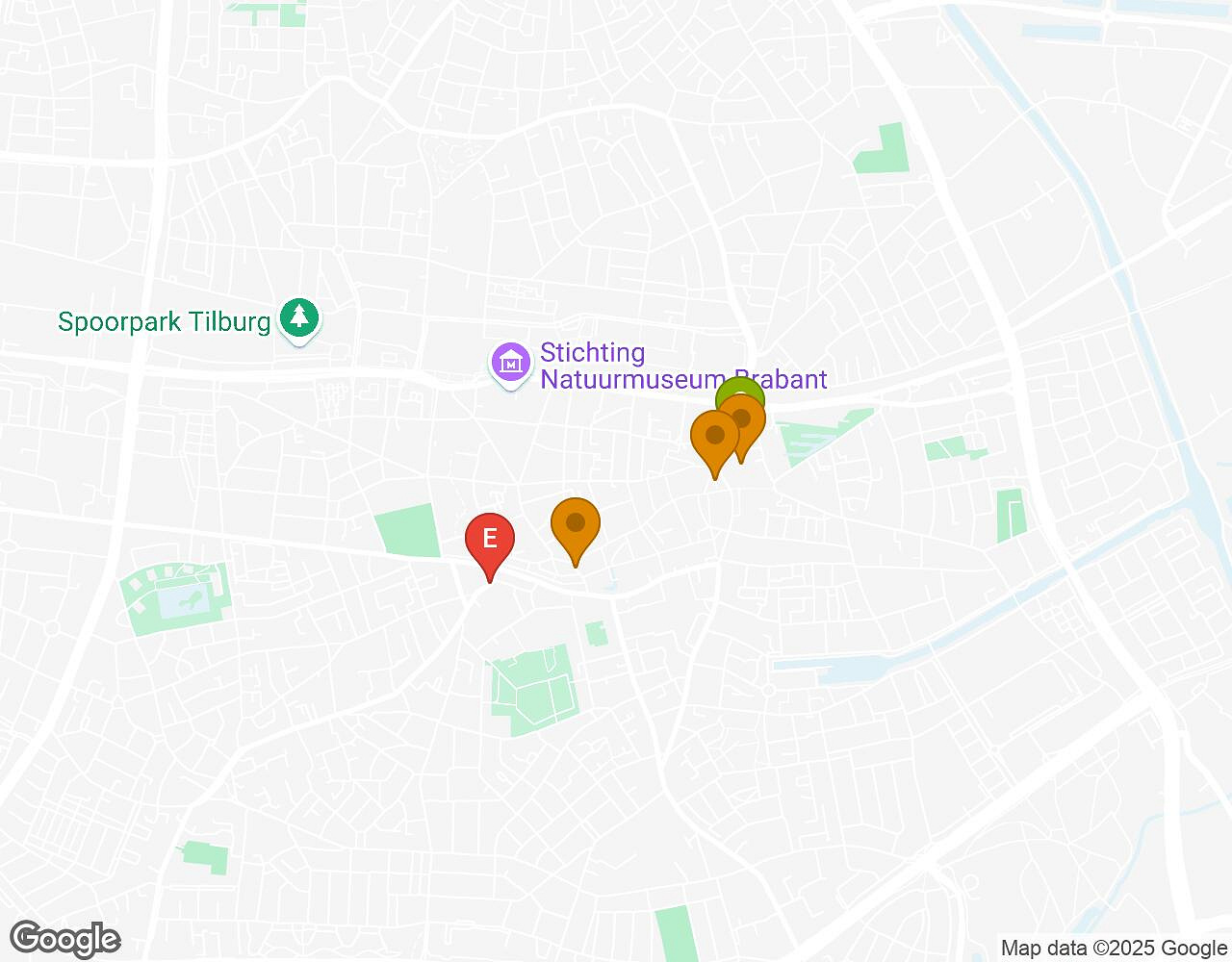 Interactive map for The Walter Case Tilburg showing start point, end point and points of interest