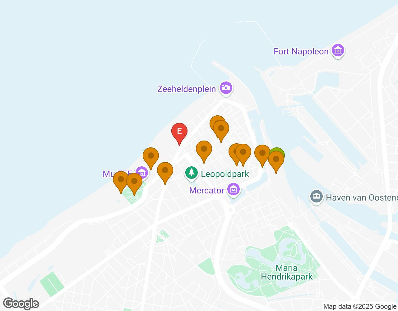 Interactive map for The Walter Case OOSTENDE showing start point, end point and points of interest