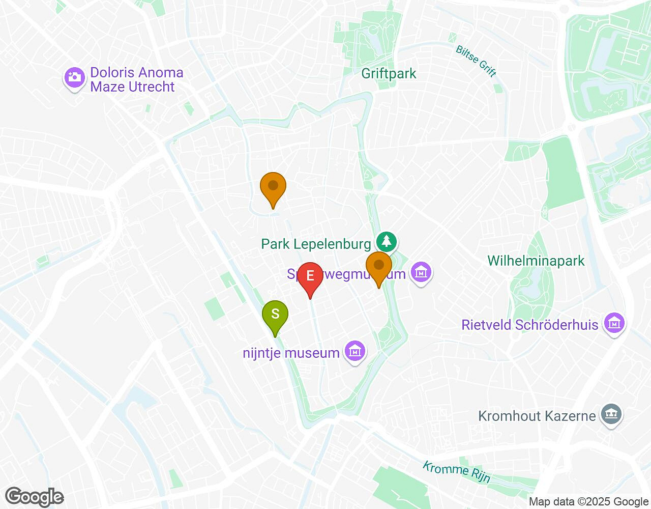 Interactieve kaart voor De Alchemist UTRECHT met startpunt, eindpunt en bezienswaardigheden