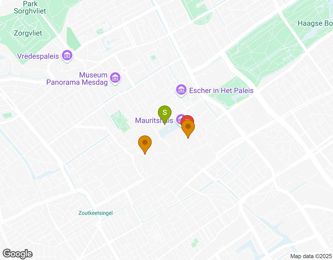 Interactieve kaart voor De Alchemist DEN HAAG met startpunt, eindpunt en bezienswaardigheden