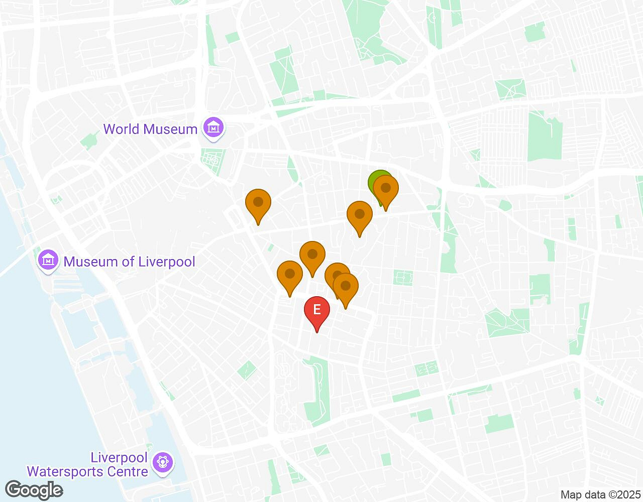 Interactive map for Crazytopia LIVERPOOL showing start point, end point and points of interest