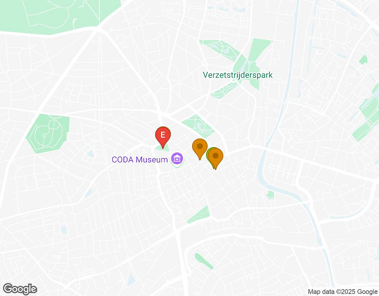 Interactieve kaart voor Crazytopia APELDOORN met startpunt, eindpunt en bezienswaardigheden