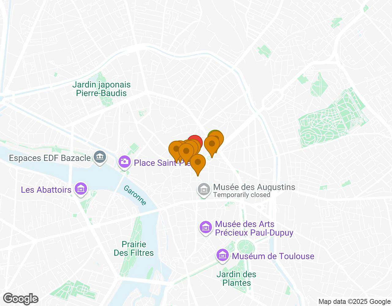 Interactive map for Peter Pan TOULOUSE showing start point, end point and points of interest