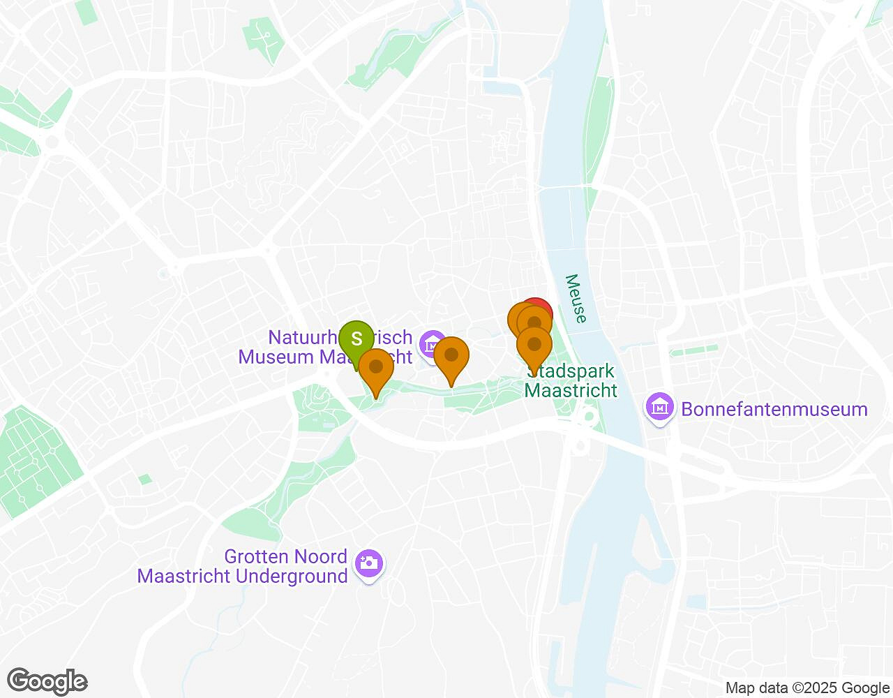 Interactive map for Peter Pan MAASTRICHT showing start point, end point and points of interest