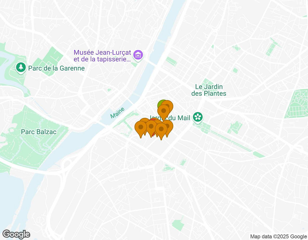 Interactive map for Peter Pan ANGERS showing start point, end point and points of interest