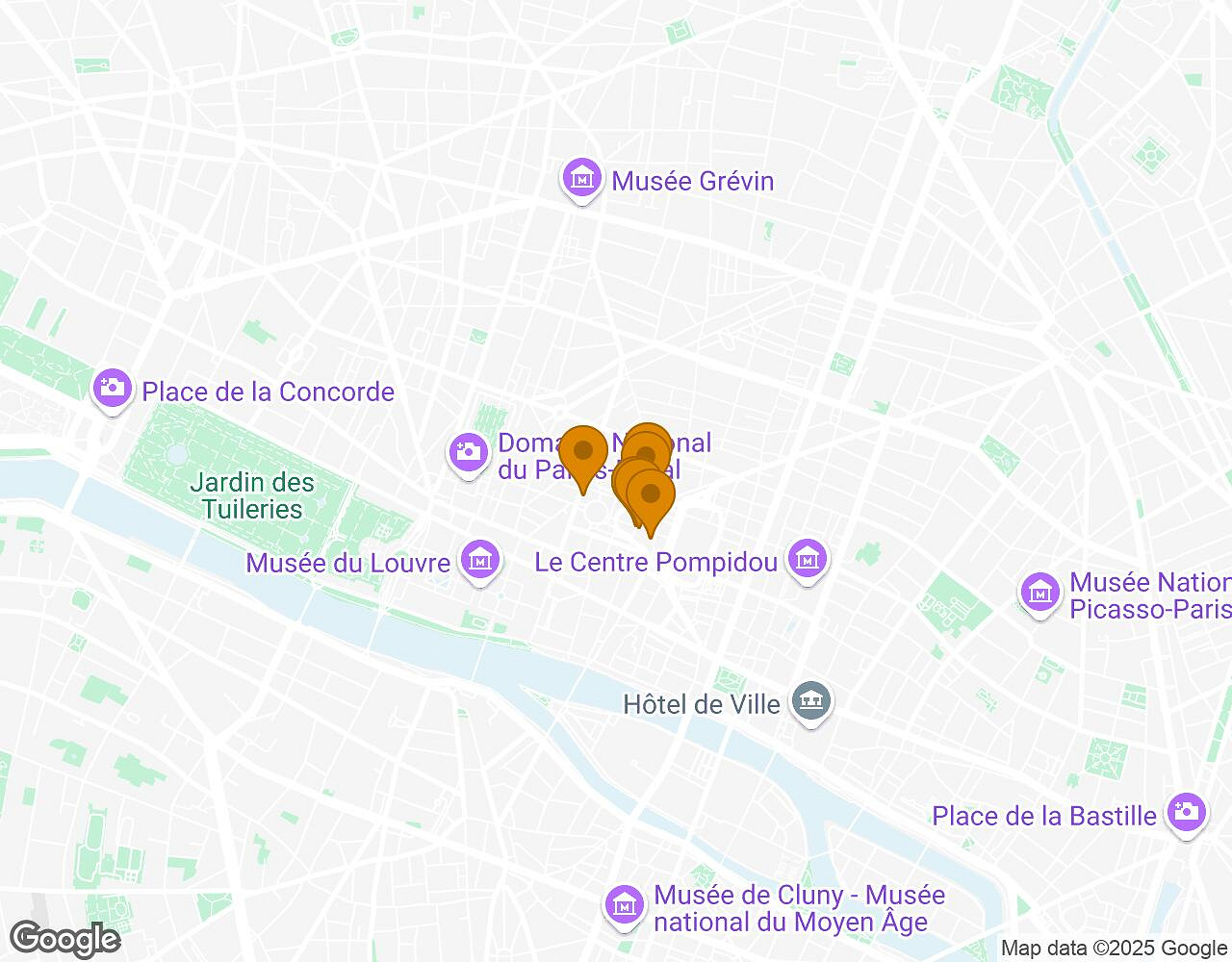 Interactive map for Peter Pan PARÍS showing start point, end point and points of interest