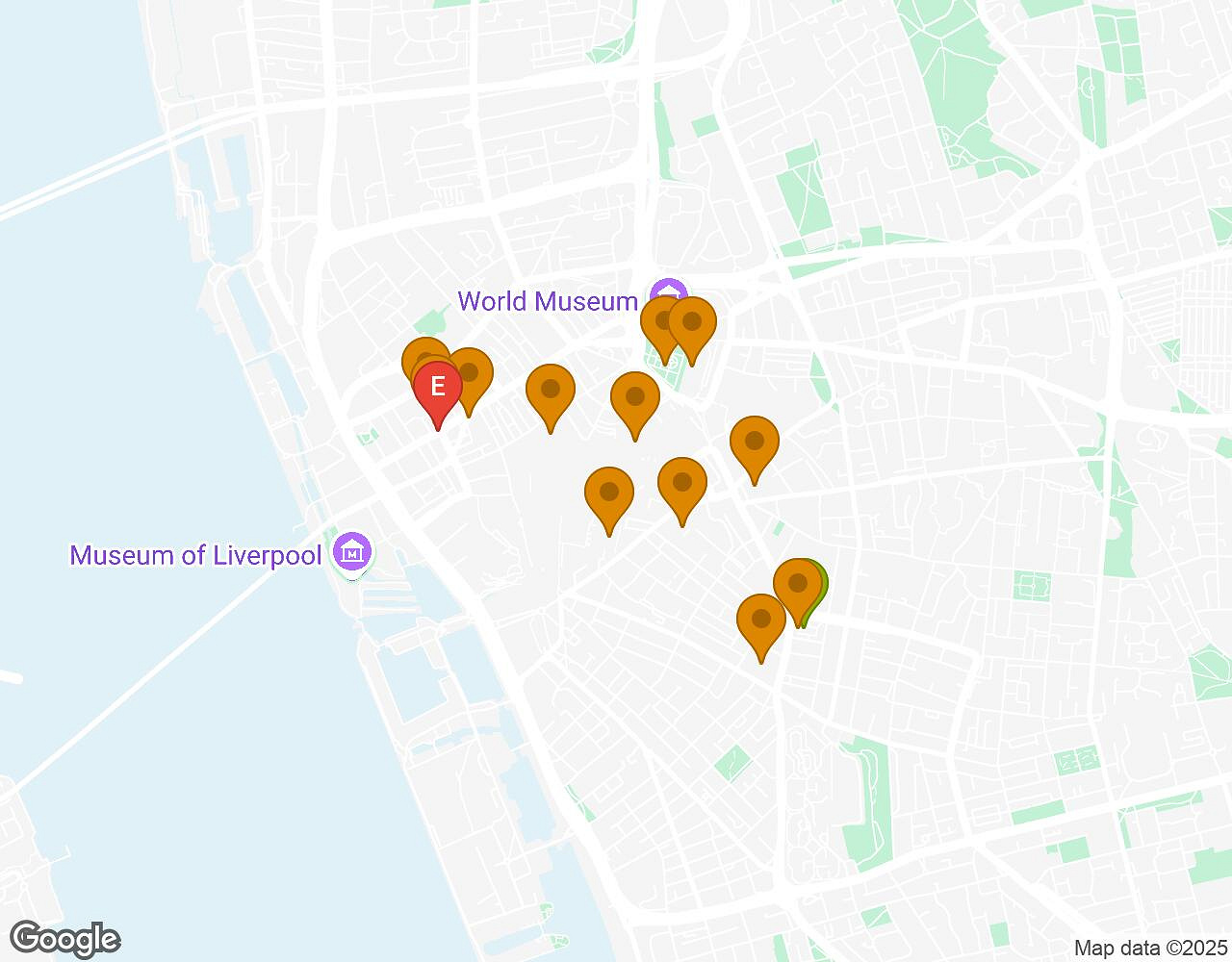 Interactive map for The Alchemist LIVERPOOL showing start point, end point and points of interest