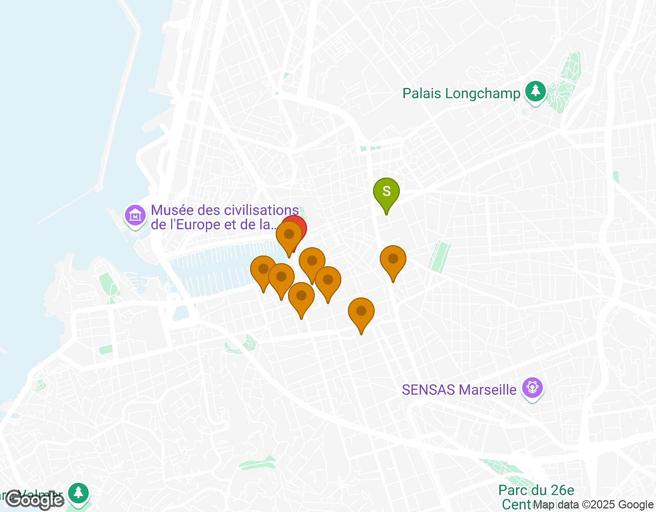 Interactive map for The Walter Case MARSEILLE showing start point, end point and points of interest