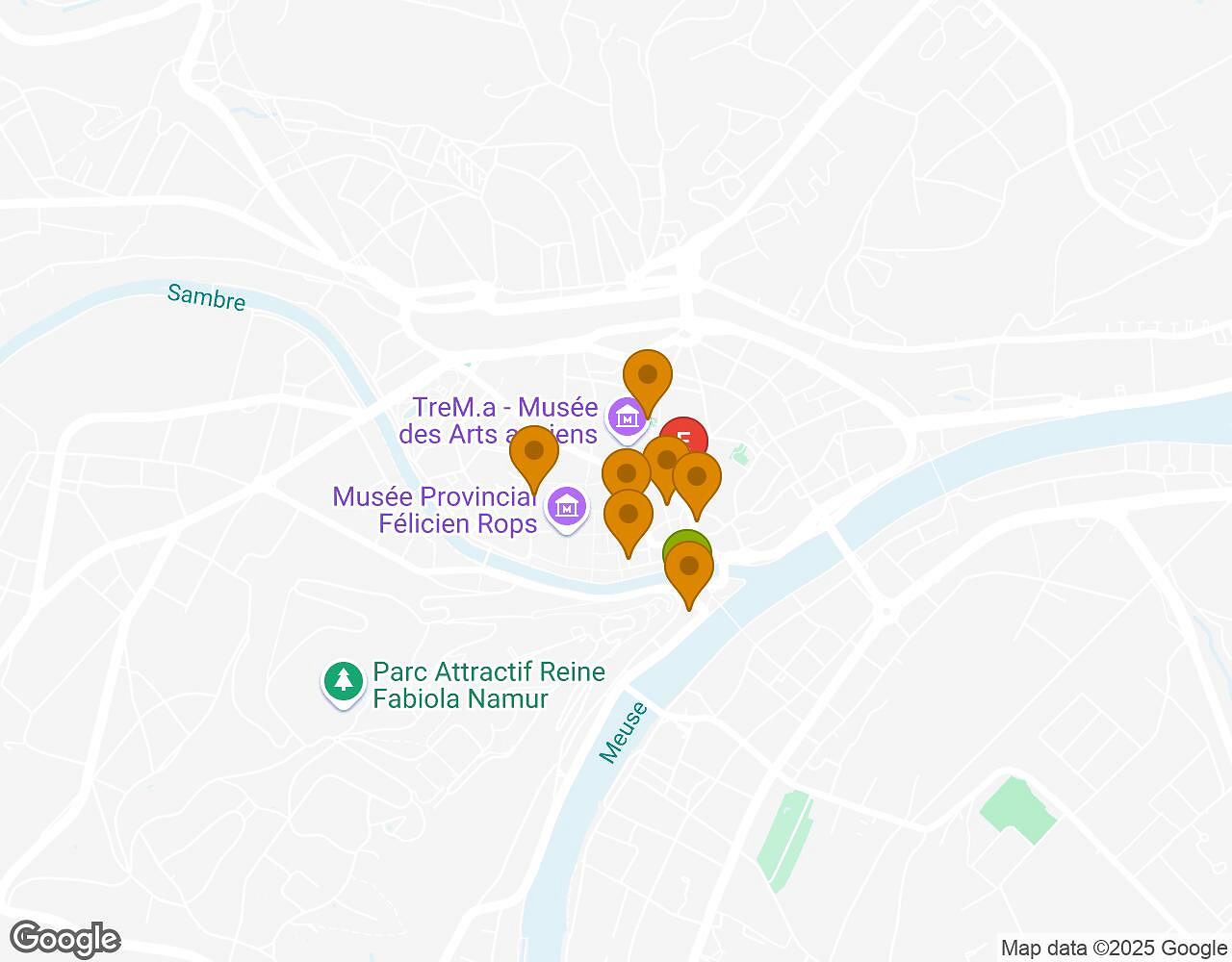 Interactive map for The Walter Case NAMUR showing start point, end point and points of interest