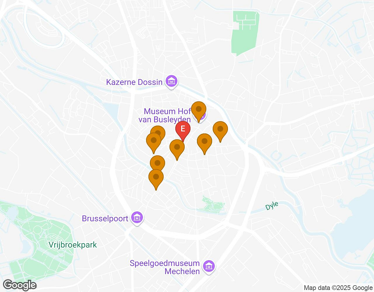 Interactive map for Walter Case MECHELEN showing start point, end point and points of interest