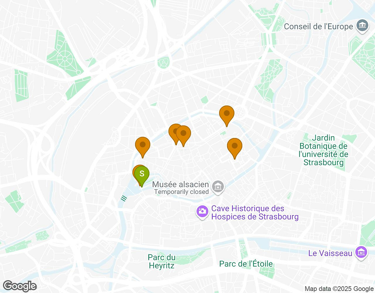 Interactive map for The Walter Case STRASBOURG showing start point, end point and points of interest