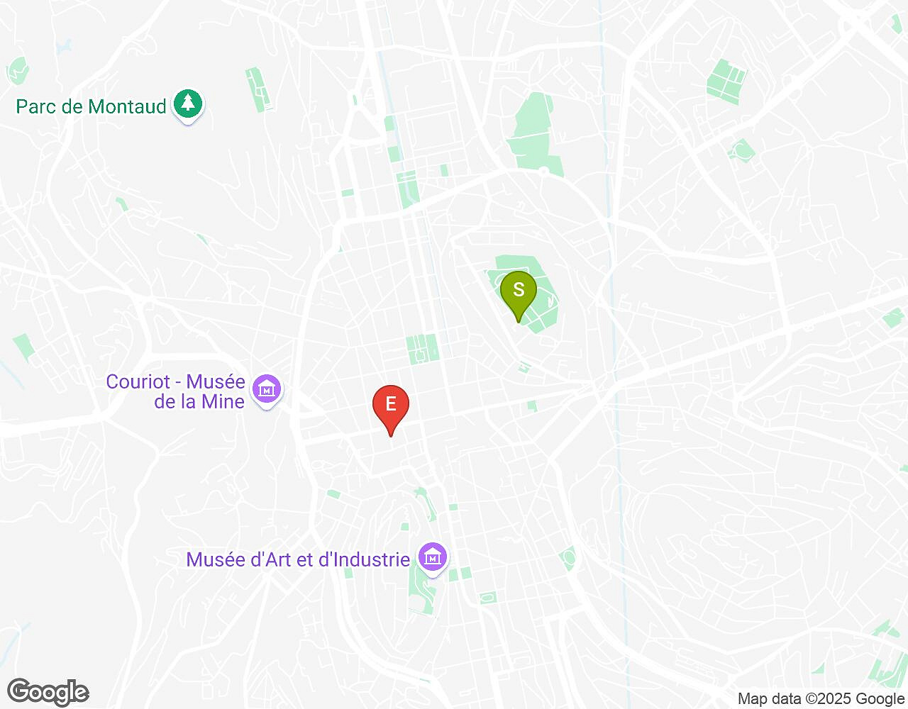 Carte interactive pour L'Alchimiste SAINT-ETIENNE montrant le point de départ, d'arrivée et les points d'intérêt