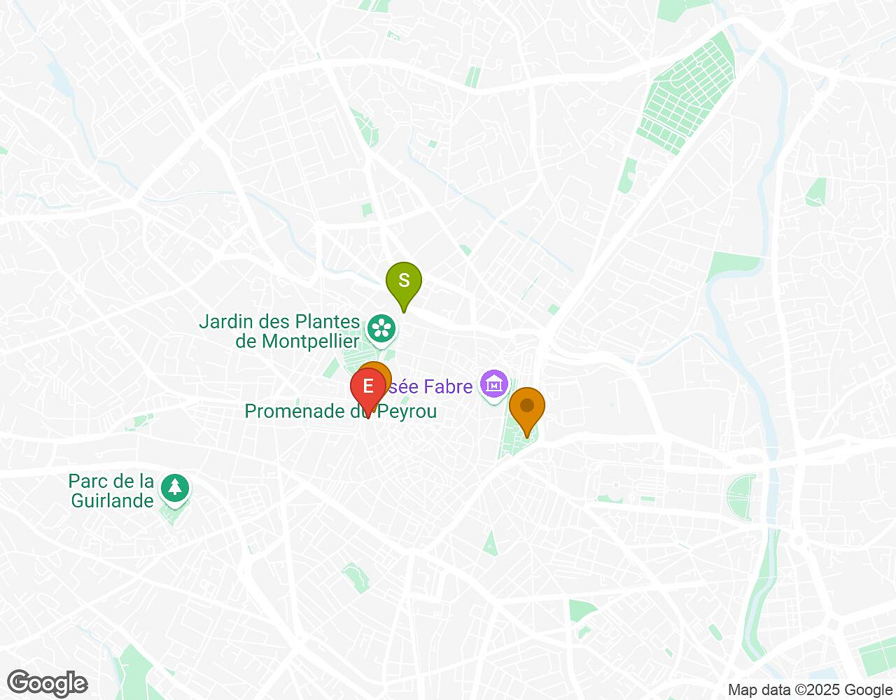 Interactieve kaart voor De Alchemist MONTPELLIER met startpunt, eindpunt en bezienswaardigheden