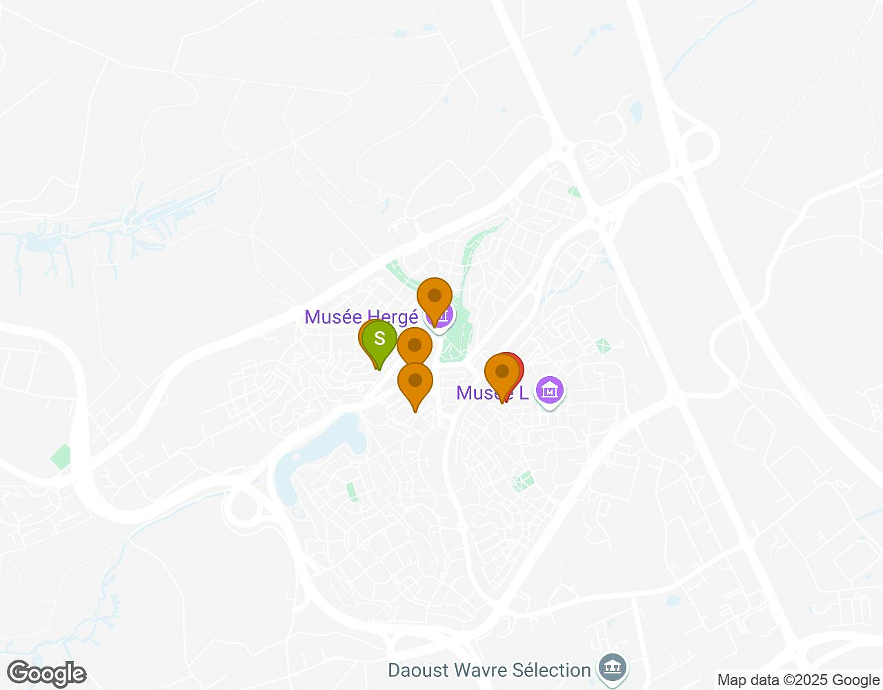 Interactieve kaart voor De Alchemist LLN met startpunt, eindpunt en bezienswaardigheden