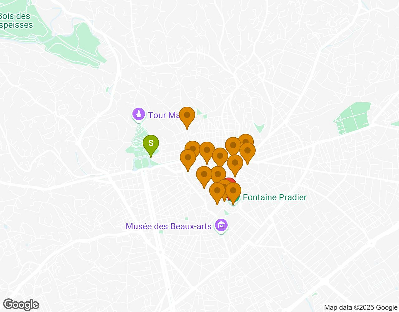 Interactieve kaart voor De Alchemist NIMES met startpunt, eindpunt en bezienswaardigheden