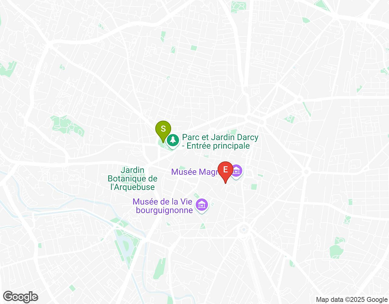 Interactieve kaart voor De Alchemist DIJON met startpunt, eindpunt en bezienswaardigheden