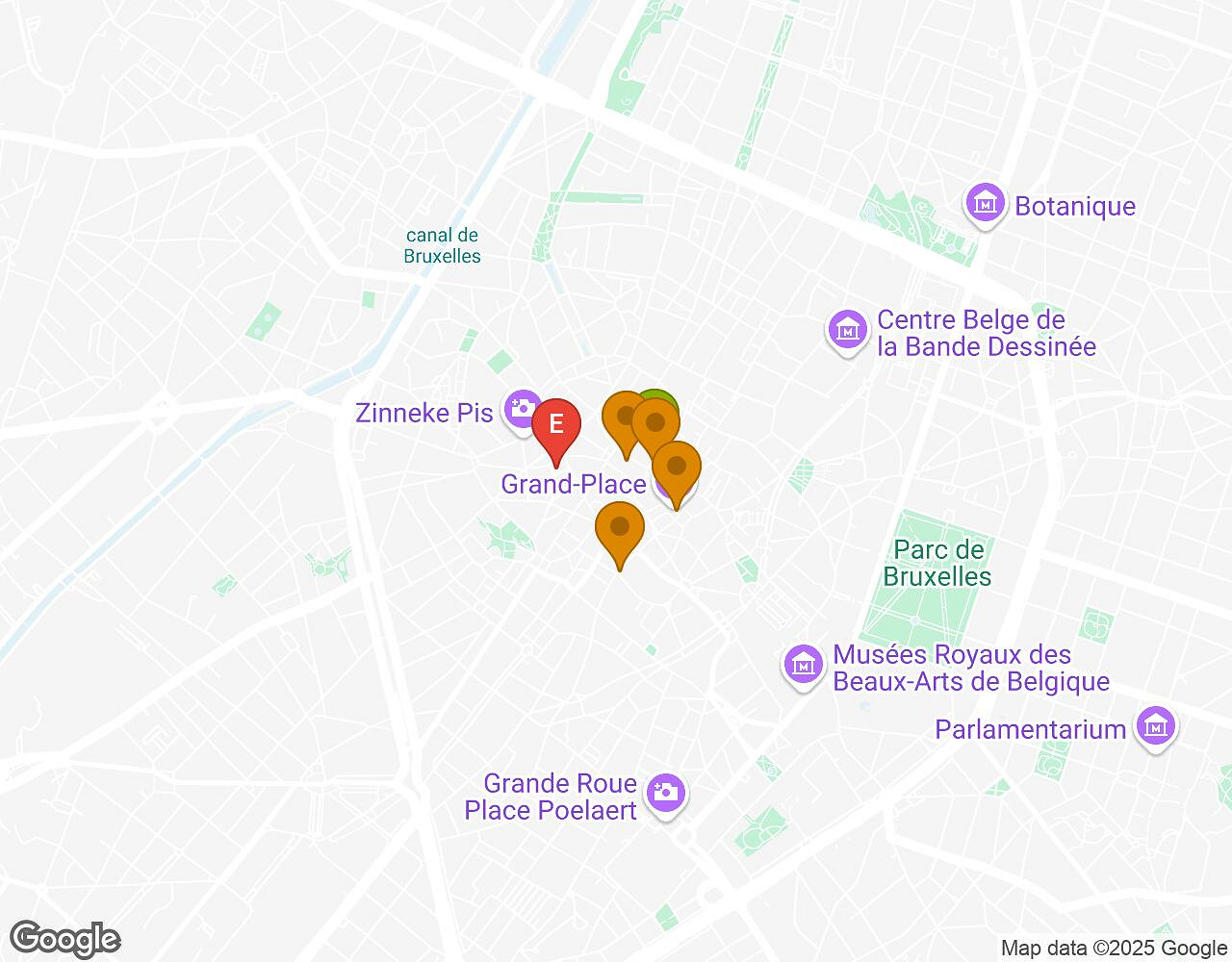 Interactive map for Mates, Mess and Madness BRUSSELS showing start point, end point and points of interest