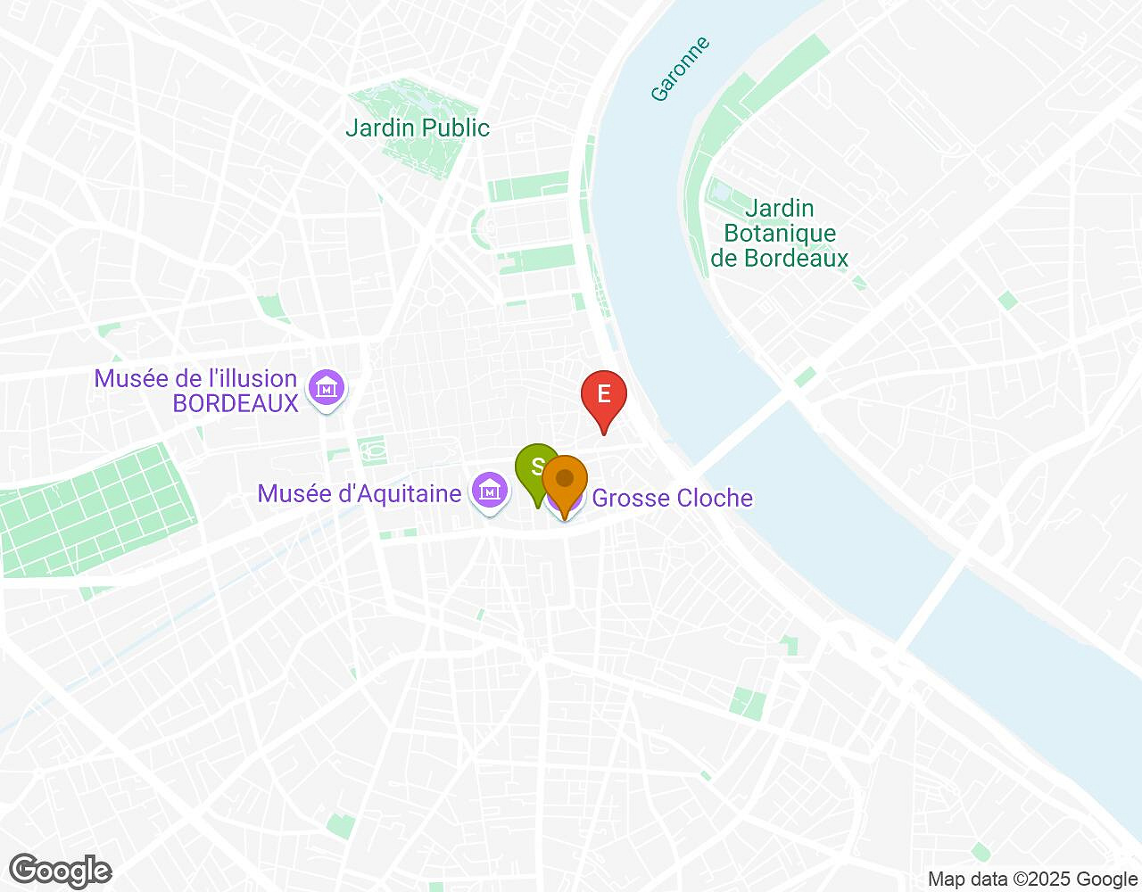 Interactieve kaart voor Maatjes, Miserie & Manie BORDEAUX met startpunt, eindpunt en bezienswaardigheden