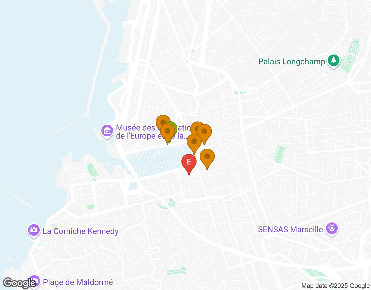 Interactive map for Mates, Mess and Madness MARSEILLE showing start point, end point and points of interest